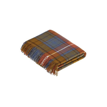 Moon Wool Plaid Throw Blanket, Merino Labmswool, Tartan Antique Buchanan, Made in UK