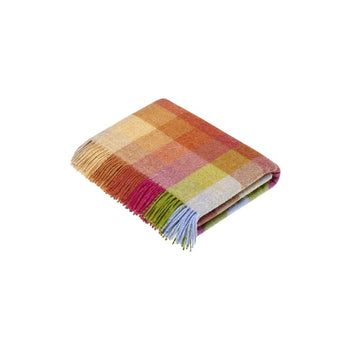 Moon Wool Plaid Throw Blanket, Pure New Wool, Harlequin Sunshine, Made in UK