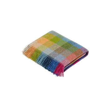 Moon Wool Plaid Throw Blanket, Pure New Wool, Harlequin Tutti Fruitti, Made in UK…