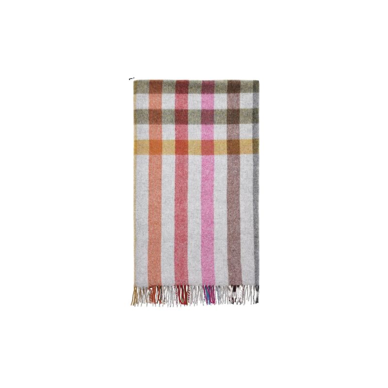 Moon Wool Plaid Throw Blanket, Pure New Wool, Henley Grey, Made in UK