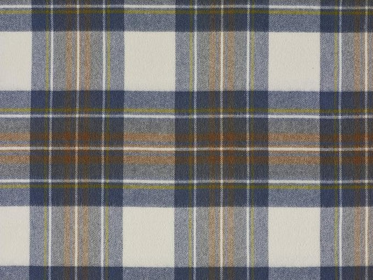 Moon Wool Plaid Throw Blanket, Pure New Wool, Muted Blue Stewart Tartan, Made in UK