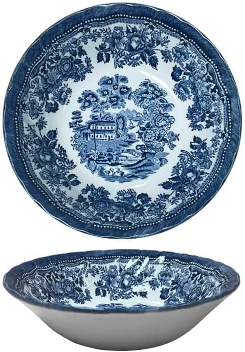 Churchill Royal Wessex Tonquin Blue Chelsea 6" Oatmeal Bowl - Set of 4, Made in England