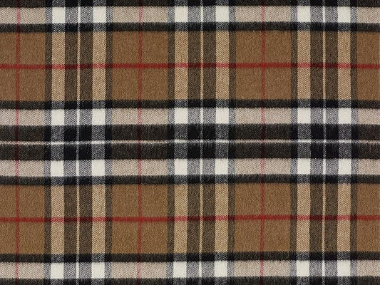 Moon Wool Plaid Throw Blanket, Merino Labmswool, Camel Thompson Tartan, Made in UK