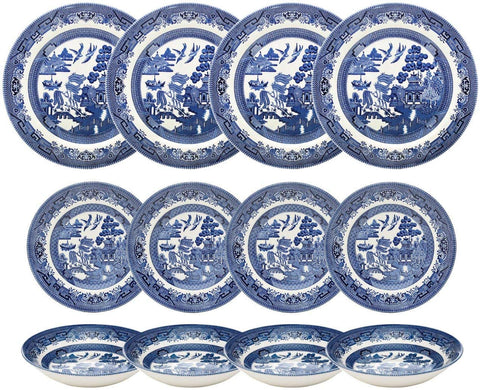 Churchill Blue Willow Plates Bowls Cups 20 Piece Dinnerware Set